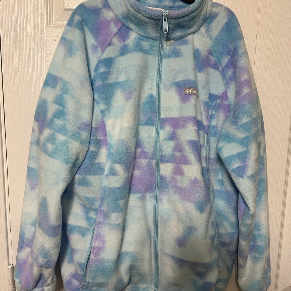 Columbia Tie-Dye Blue and Purple Fleece Jacket
